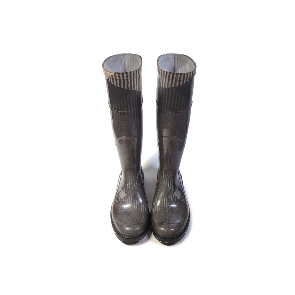 BURBERRY Wellies Smoke Check Festival Rubber Boots Waterproof Rainboots Size 5 - Picture 4 of 9